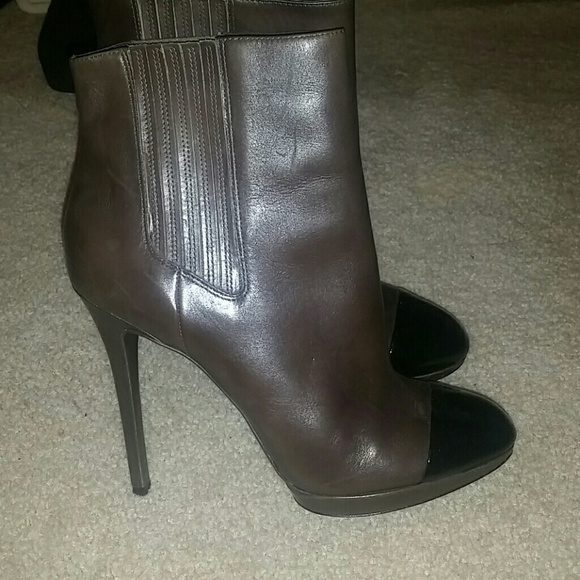 BRIAN Atwood BROWN NWT BLACK TIP REAL leather platform booties - Picture 2 of 4